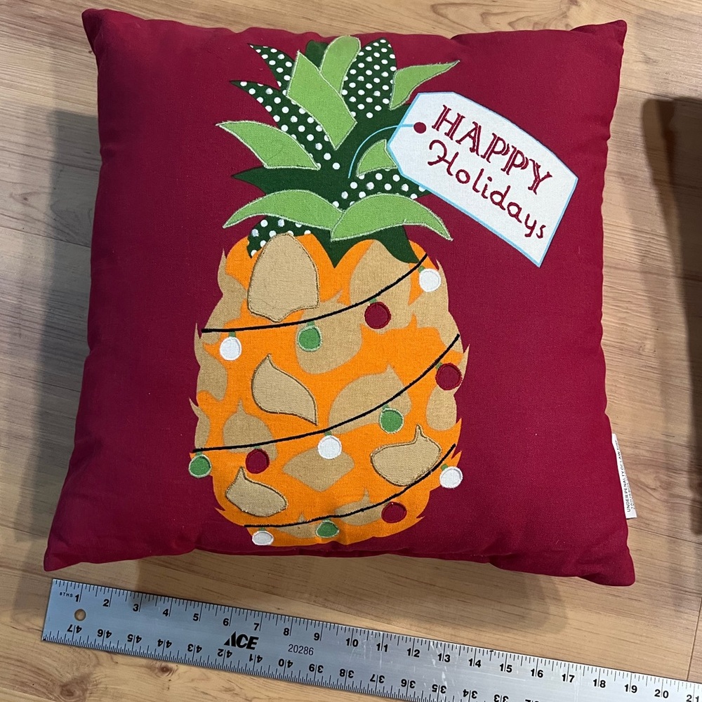 Christmas Tropical Pineapple Throw Pillow 18” Square (1 of 2)